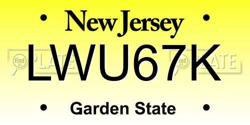 LWU67K New Jersey License Plate