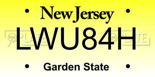 LWU84H New Jersey License Plate