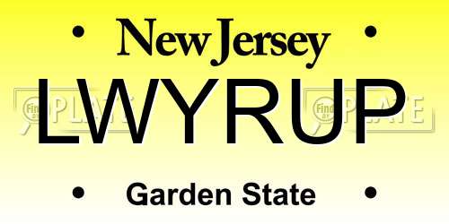 LWYRUP New Jersey License Plate