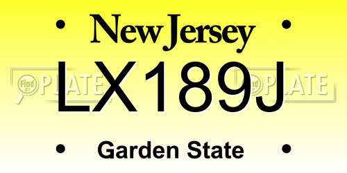 LX189J New Jersey License Plate