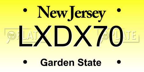 LXDX70 New Jersey License Plate