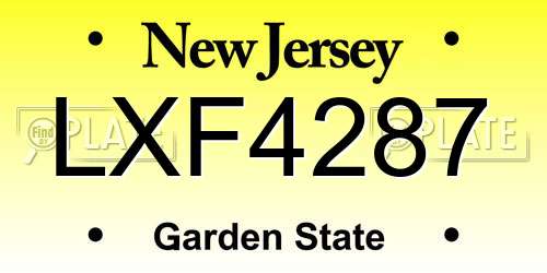 LXF4287 New Jersey License Plate