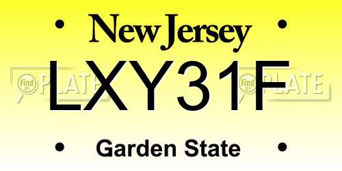LXY31F New Jersey License Plate