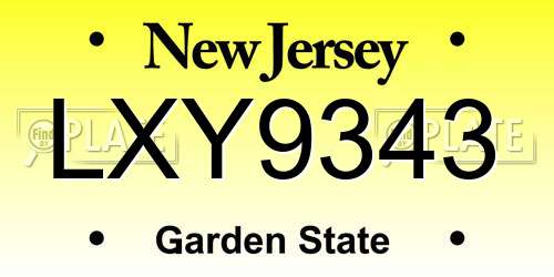 LXY9343 New Jersey License Plate