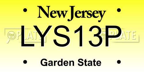 LYS13P New Jersey License Plate
