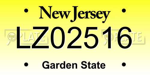 LZ02516 New Jersey License Plate