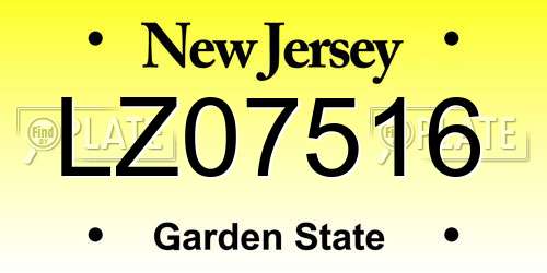 LZ07516 New Jersey License Plate