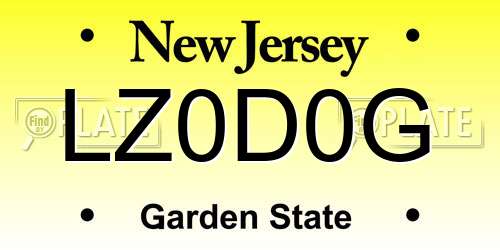 LZ0D0G New Jersey License Plate