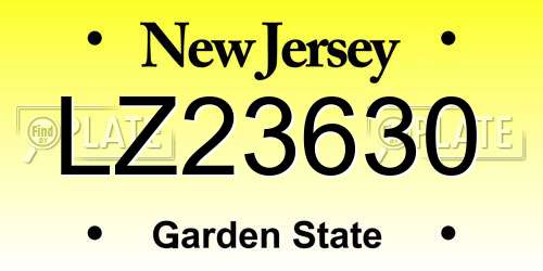 LZ23630 New Jersey License Plate