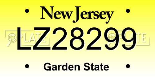 LZ28299 New Jersey License Plate