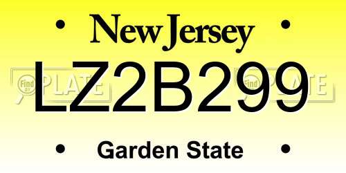 LZ2B299 New Jersey License Plate
