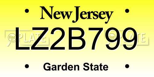 LZ2B799 New Jersey License Plate