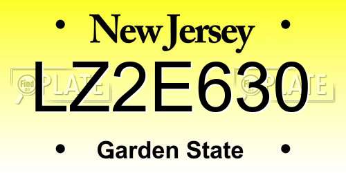 LZ2E630 New Jersey License Plate