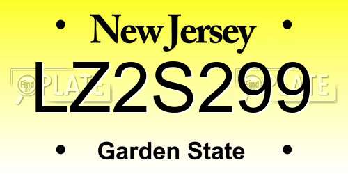 LZ2S299 New Jersey License Plate