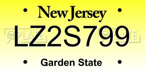 LZ2S799 New Jersey License Plate