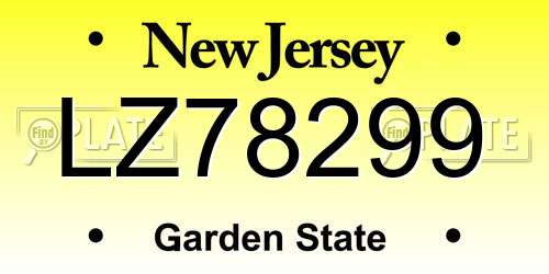 LZ78299 New Jersey License Plate