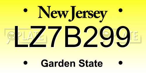 LZ7B299 New Jersey License Plate