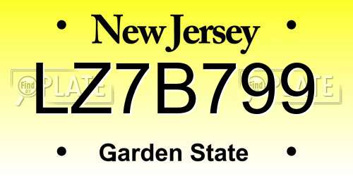 LZ7B799 New Jersey License Plate