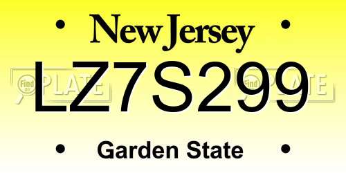 LZ7S299 New Jersey License Plate