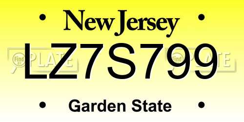LZ7S799 New Jersey License Plate