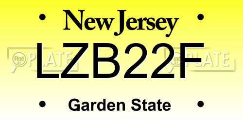 LZB22F New Jersey License Plate