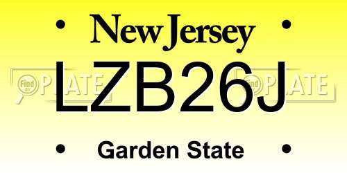 LZB26J New Jersey License Plate