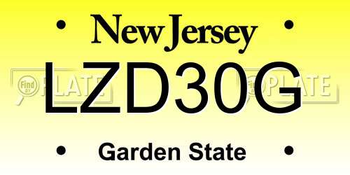 LZD30G New Jersey License Plate