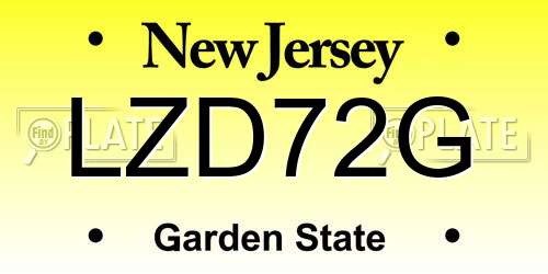 LZD72G New Jersey License Plate