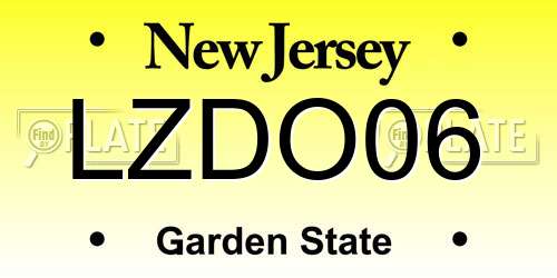LZDO06 New Jersey License Plate