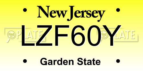 LZF60Y New Jersey License Plate