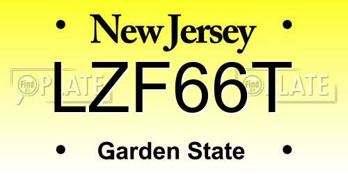 LZF66T New Jersey License Plate