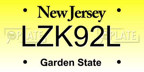 LZK92L New Jersey License Plate