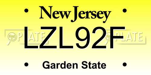 LZL92F New Jersey License Plate