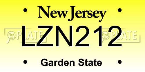 LZN212 New Jersey License Plate