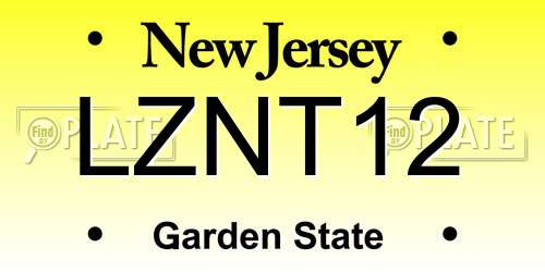 LZNT12 New Jersey License Plate