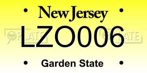 LZO006 New Jersey License Plate