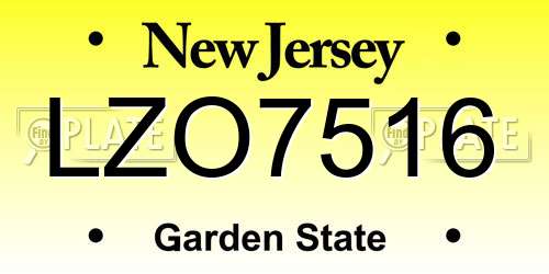 LZO7516 New Jersey License Plate