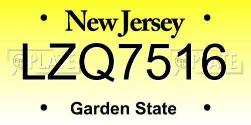 LZQ7516 New Jersey License Plate