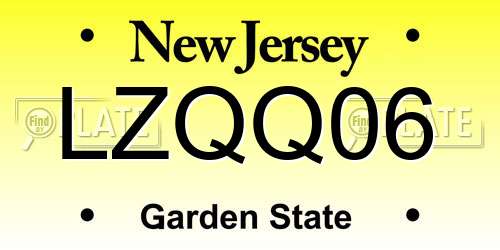 LZQQ06 New Jersey License Plate