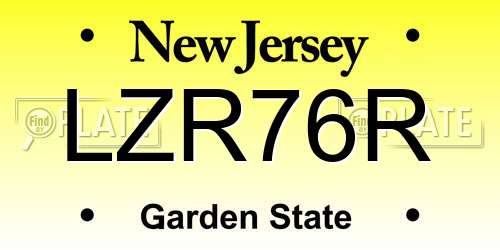 LZR76R New Jersey License Plate