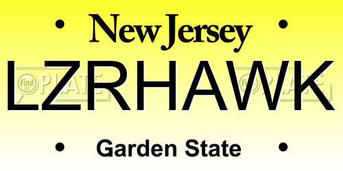 LZRHAWK New Jersey License Plate
