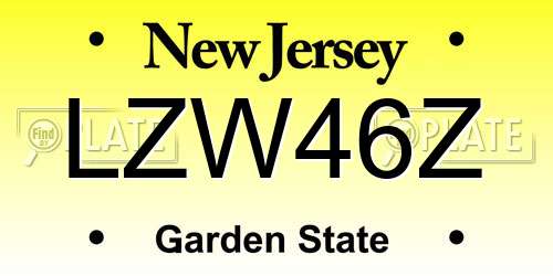 LZW46Z New Jersey License Plate