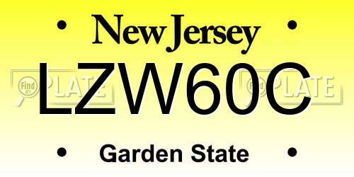 LZW60C New Jersey License Plate