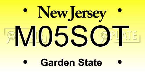 M05SOT New Jersey License Plate