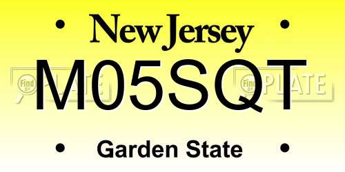 M05SQT New Jersey License Plate