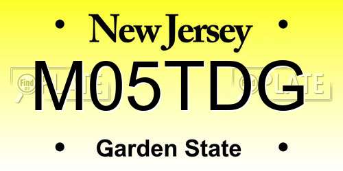 M05TDG New Jersey License Plate