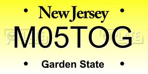 M05TOG New Jersey License Plate