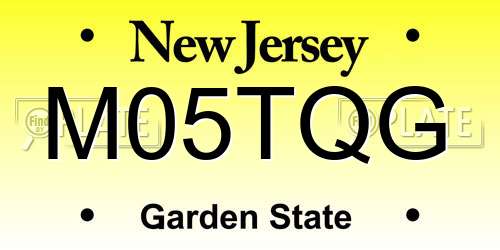 M05TQG New Jersey License Plate