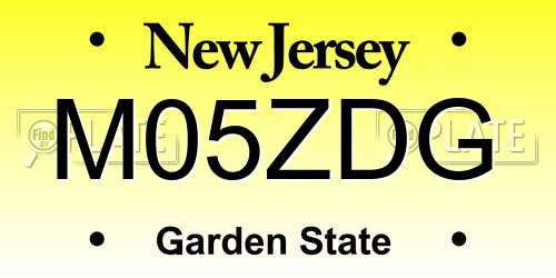 M05ZDG New Jersey License Plate