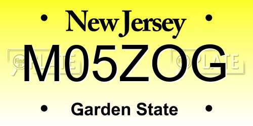 M05ZOG New Jersey License Plate
